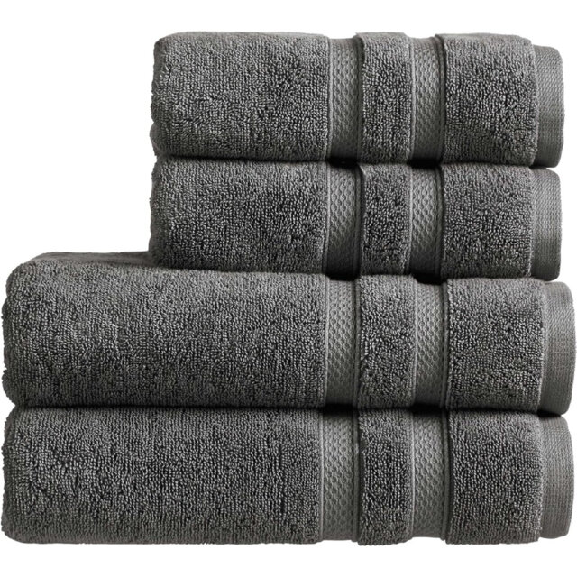 Ebern Designs Bath Towel Set - Set Of 4 - 2 Bath 2 Hand - Highly Absorbent Heavyweight 675gsm, Soft Smooth Bathroom Shower Towels - 100% Cotton Ash Gr