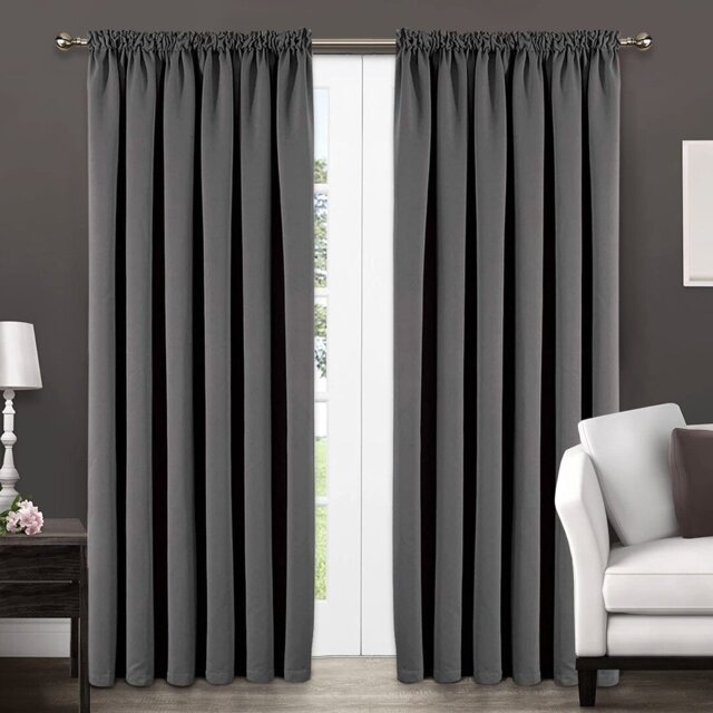 Frantzy Thermal Blackout Curtains Pencil Pleat Ready Made Pair Curtain Panel + Tie Backs