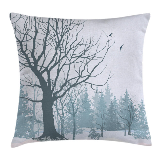 Stig Winter Snowy Forest Trees Birds Outdoor Cushion Cover