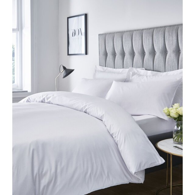 Satin Stripe 300 Thread Count Duvet Cover Set with Pillowcases