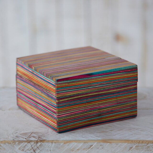 Large Multicoloured Papri Wood Trinket Box