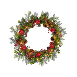 Pre-Lit Frosted Berry Mixed Tip Wreath