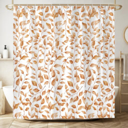 Shower Curtain Floral Botanical Plants Leaves Bathroom Curtain Waterproof 180x180cm, Mildew & Mould Resistant Polyester with 12 Hooks