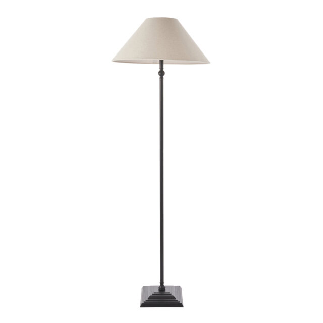 Lila Black Floor Lamp and natural shade