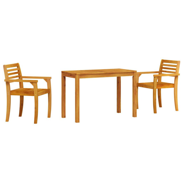 Garden Dining Set 3 Pcs Brown Solid Acacia Wood Furniture Outdoor Patio