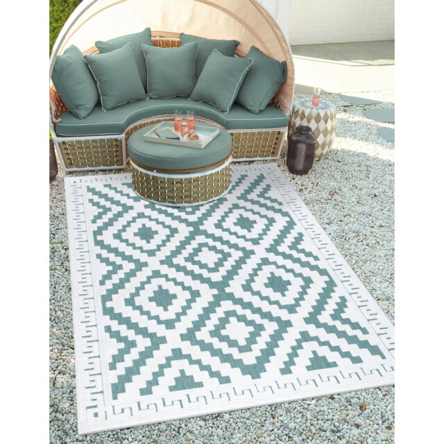 Ingram Machine Woven Polypropylene Green Rug
