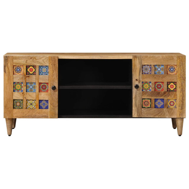TV Cabinet With Shelf With Storage With Door Solid Mango Wood Furniture