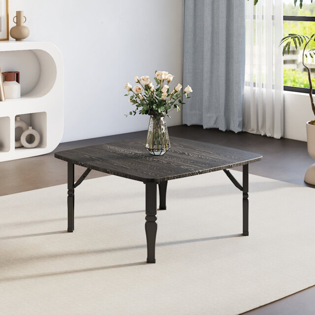 Square 80cm Wooden Folding Dining Table Brown