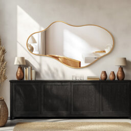 Irregular Metal Framed Wall Mirror, Asymmetrical Mirrors for Bathroom