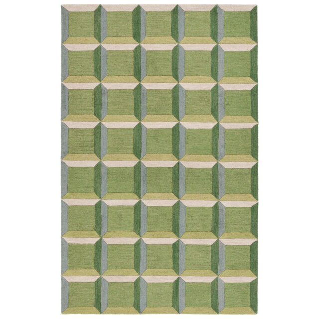 Genre Geometric Area Rug In Green / Beige