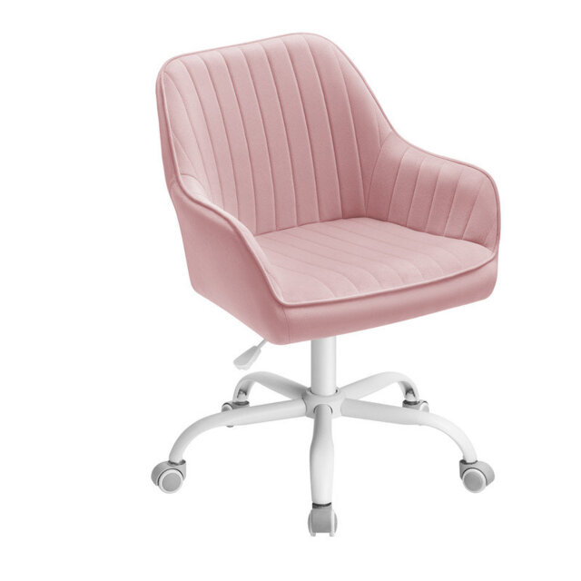 SONGMICS Office Chair, Swivel Chair, Makeup Vanity Chair, Short Pile Plush Fabric Surface, Sponge Padding, Adjustable Height, for Home Office, Study,