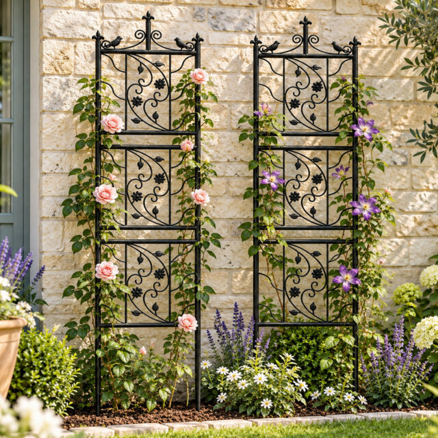 Gallaher 195cm H x 50cm W 2 pack Steel Lattice Panel Trellis Side Panel