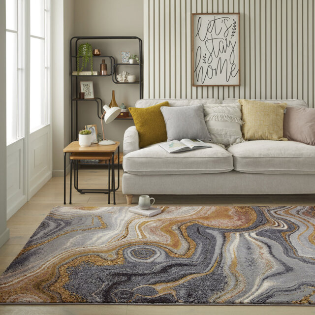 Amara Machine Woven Grey/Orange Rug