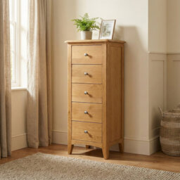 Censu Oak 5 Drawer Narrow Chest