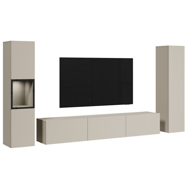 Catharien – TV stand set, 3 pieces, With LED lighting
