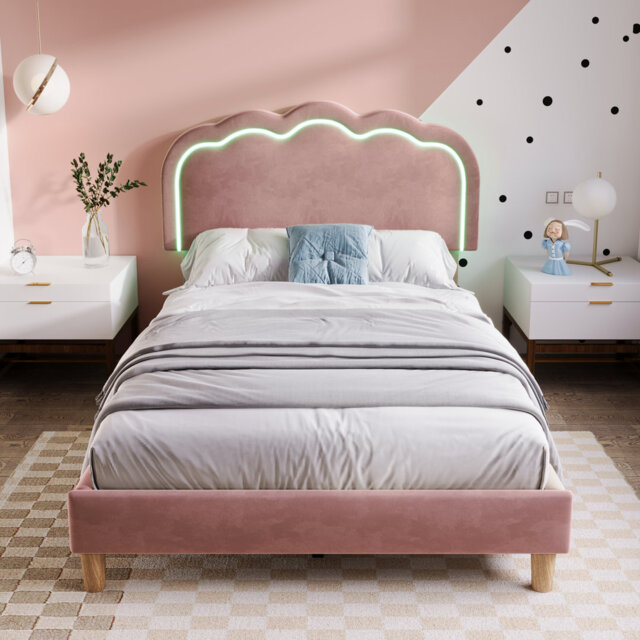 Upholstered Bed 3ft single bed With Led