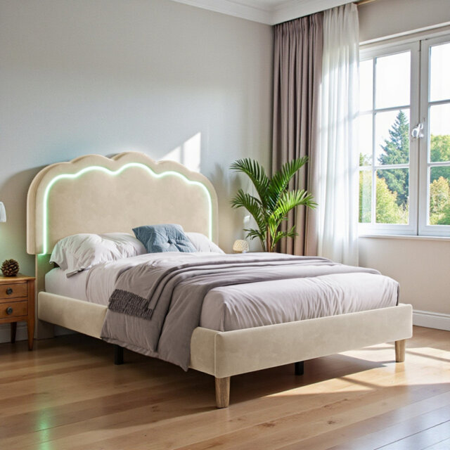 Upholstered Bed 3ft single bed With Led