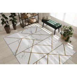 Exclusive rug, glamorous, stylish, geometric, marble cream / gold