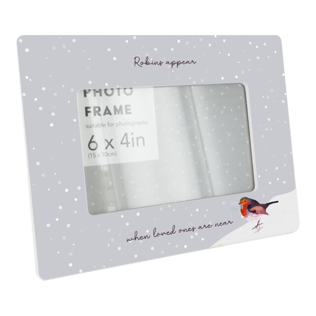 Loved Ones Festive Robin Christmas Ceramic Single Picture Frame in White