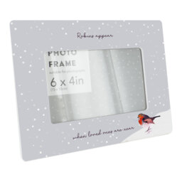 Loved Ones Festive Robin Christmas Ceramic Single Picture Frame in White