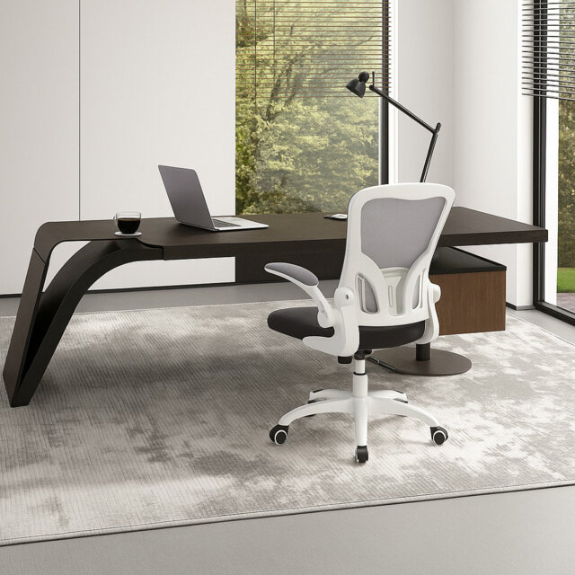 52 cm Wide Ergonomic Mesh Task Swivel Office Chair With Adjustable Support and Padded Armrests