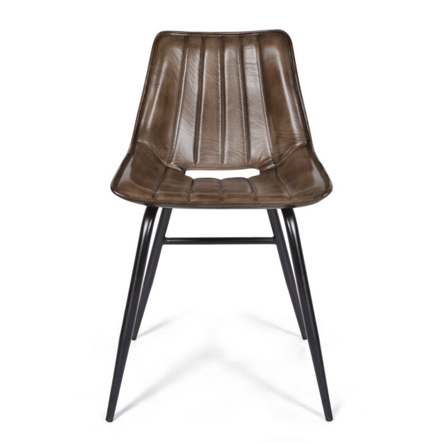 48cm H Genuine Leather Upholstered Dining Chair