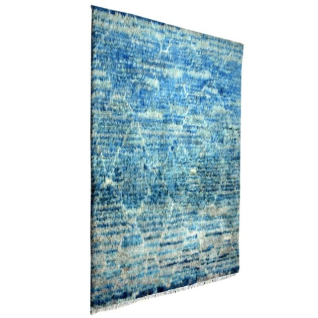 Branden Shaggy Berber Beni Ourain Moroccan Hand Knotted Wool Blue/Beige Rug
