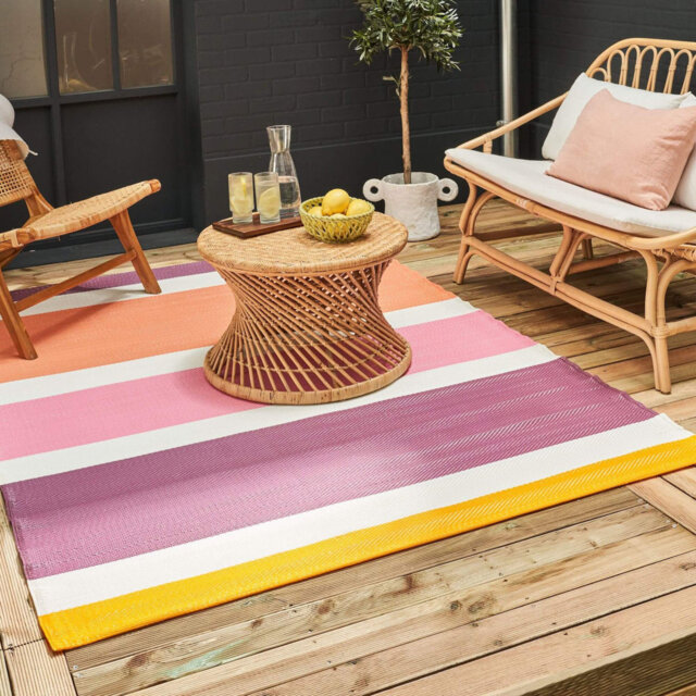 Rainbow Collection Outdoor Rug Modern Design in Pink