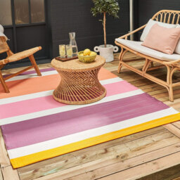 Rainbow Collection Outdoor Rug Modern Design in Pink