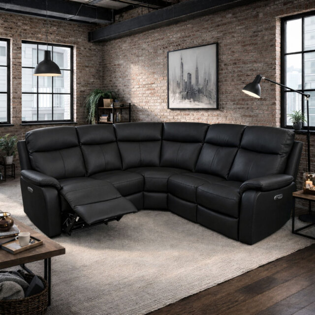 Windsor Powerglide Power Recliner Real Leather 2C2 Corner Sofa With USB Charging