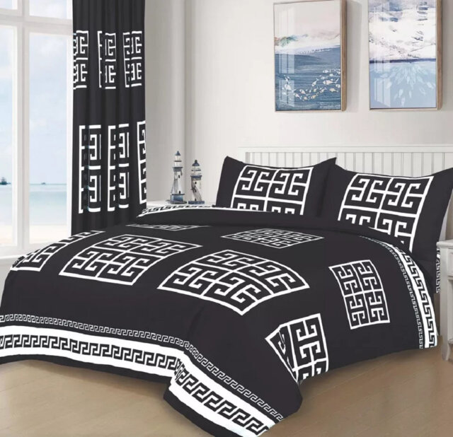 Greek Design Microfiber Bedding Set â Soft, Wrinkle-Resistant & Breathable â Includes Duvet Cover, Fitted Sheet & Pillowcases