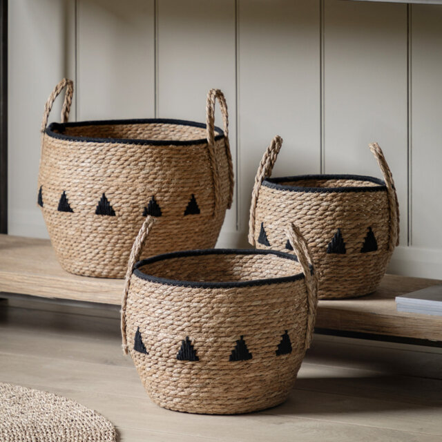 Seagrass Cotton Rope Baskets - Set of 3