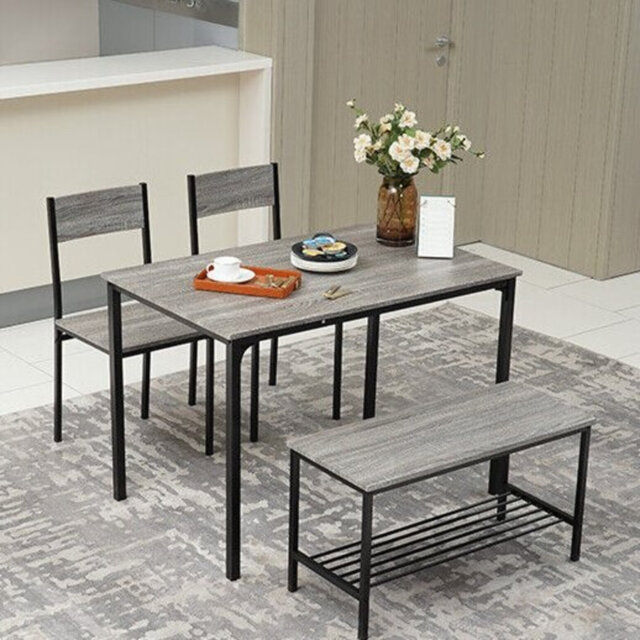 Dining Table Set With 2 Chairs And 1 Bench Rectangle Desk Furniture