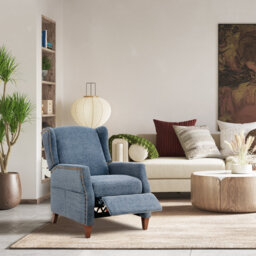 Push-Back Armchair with Storage Pockets - Nail-Head Trim & Wingback Design