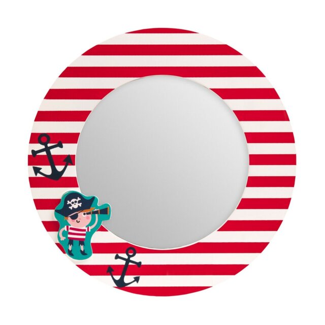 Arthur Round Wood Framed Wall Mounted Accent Mirror in Red