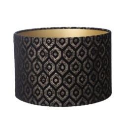 58.42cm H Velvet Drum Lamp Shade ( Screw On ) in Black