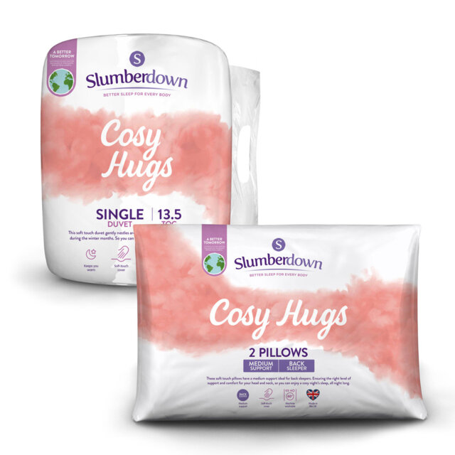 Slumberdown Cosy Hugs 13.5 Tog Winter Duvet with 2 Pillows