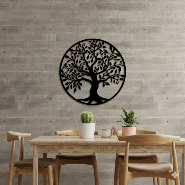Tree Of Life And Birds Silhouette Metal Wall Decor