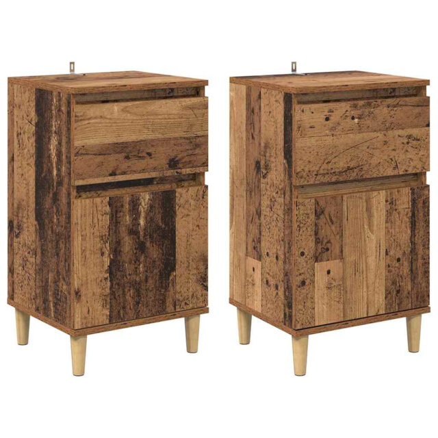 Bedside Cabinet 2 Pcs Old Wood 40 X 35 X 70 Cm Engineered Wood