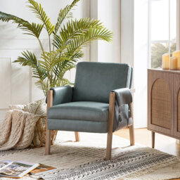 Arhiana Faux Leather Armchair With Solid Wood Legs