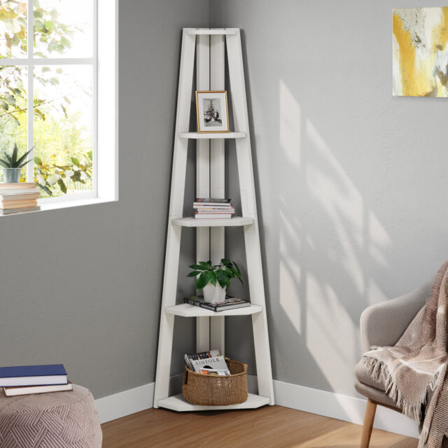 161cm H x 61cm W Solid Wood Corner Bookcase