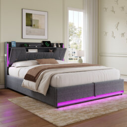 X-Design Linen Bed with Hydraulic Storage, RGB LED & USB/Type-C