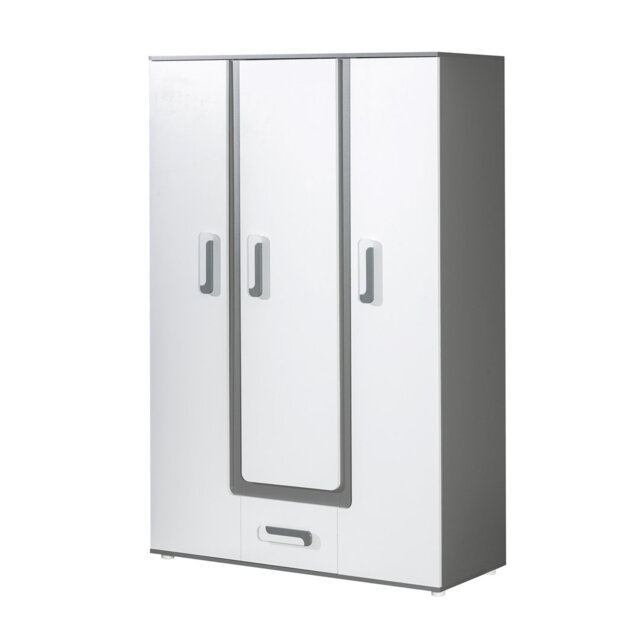 """Arezzo 19"" wardrobe, 3 doors, 1 drawer, 3 shelves, 1 clothes rail, 1 niche, dimensions width / height / depth: 127.5 x 192 x 50, anthracite / white /"