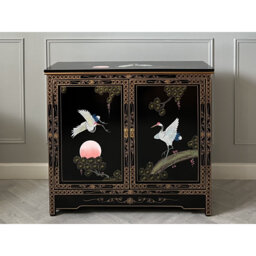 Rockaway Hand Painted Lacquer Sideboard Cabinet Cranes Artistry