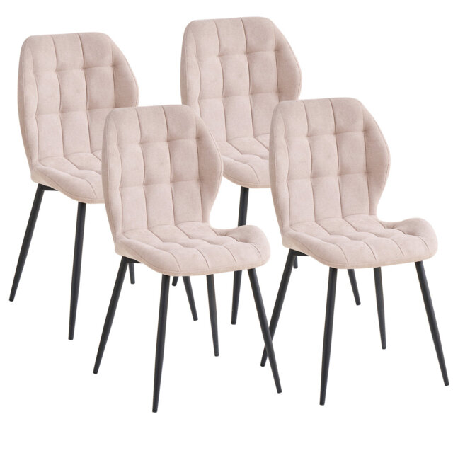 Modern Linen Upholstered Dining Chairs, High Back Side Chairs with Metal Legs for Kitchen Dining Room