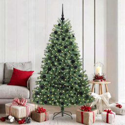 Artificial Hinged Christmas Tree Green PVC and Metal