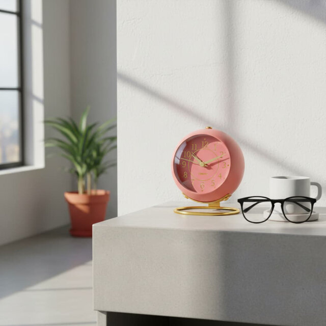 Retro Silent Non-Ticking Metal Alarm Clock, Senior Gray Bedside Desk Decor