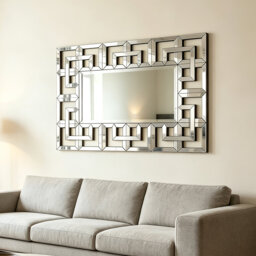 Glausen Rectangle Wall Mounted Accent Mirror in Silver