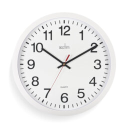 Acctim Controller Wall Clock Non-Ticking Sweep Easy Read Numbers Quartz White 35cm