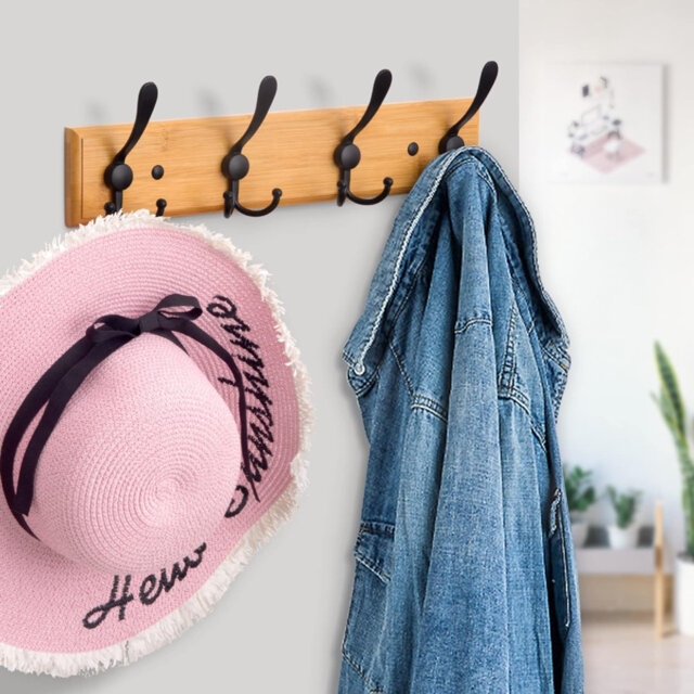 Anastassiya Bamboo / Rattan Wall 8 - Hook Wall Mounted Coat Rack